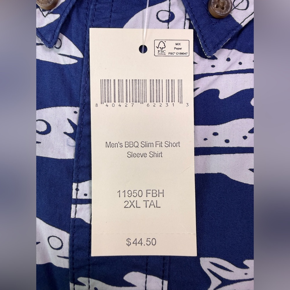 Duluth Trading Co Blue Fish Pattern Men's Shirt - Picture 6 of 6